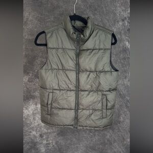 Boys Old Navy Olive Green Puffer Vest | Size L (10–12)